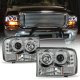 Ford F250 Super Duty 1999-2004 Clear Dual Halo Projector Headlights with LED