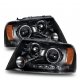 Ford F150 2004-2008 Black Projector Headlights with Dual Halo and LED