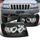 Jeep Grand Cherokee 1999-2004 Black Dual Halo Projector Headlights with LED