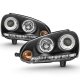 VW Jetta 2006-2009 Black Dual Halo Projector Headlights with LED Daytime Running Lights