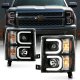 Chevy Silverado 2014-2015 Black Projector Headlights LED DRL