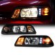 Ford Mustang 1987-1993 Black Euro Headlights with LED