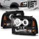 Ford F450 Super Duty 2005-2007 Black Projector Headlights with Halo and LED