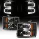 GMC Sierra 3500HD 2007-2014 Black LED DRL Projector Headlights