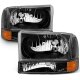 Ford F350 Super Duty 1999-2004 Crystal Headlights and Corner Lights Black