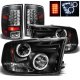 Dodge Ram 2500 2013-2018 Black Projector Headlights and LED Tail Lights for Premium