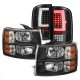 Chevy Silverado 2500HD 2007-2014 Black Headlights and LED Tail Lights Tube