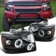 Chevy Avalanche 2007-2013 Black Halo Projector Headlights LED Eyebrow