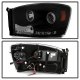 Dodge Ram 2006-2008 Black Smoked Halo Projector Headlights with LED