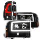 Ford F250 Super Duty 1999-2004 Black DRL Projector Headlights LED Tail Lights