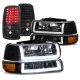 Chevy Suburban 2000-2006 Black DRL Headlights Set LED Tail Lights