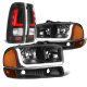 GMC Sierra 1500HD 2001-2006 Black LED Tube DRL Headlights Tail Lights