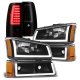 Chevy Silverado 2500 2003-2004 Black DRL Headlights Tinted LED Tail Lights