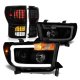 Toyota Tundra 2007-2013 Black Smoked DRL Projector Headlights Full LED Tail Lights