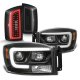 Dodge Ram 2007-2008 Black DRL Projector Headlights Tinted LED Tail Lights