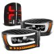 Dodge Ram 3500 2007-2009 Black DRL Projector Headlights Dynamic Signals Custom LED Tail Lights