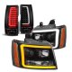 Chevy Tahoe 2007-2014 Black LED DRL Projector Headlights Tail Lights