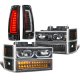 Chevy Suburban 1994-1999 Black LED DRL Headlights Bumper Lights Tail Lights