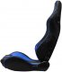 Black Racing Bucket Seats Reclining Leather Blue Strip