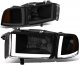 Dodge Ram 1994-2001 Black Smoked Euro Headlights DRL Tube