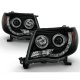 Toyota Tacoma 2005-2011 Black Smoked Dual Halo Projector Headlights LED