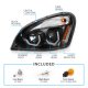 Freightliner Cascadia 2008-2017 Black Projector Headlights LED DRL