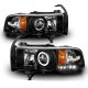 Dodge Ram 3500 1994-2002 Projector Headlights Black Halo LED