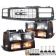 GMC Sierra 1988-1993 Black Grille Headlights LED Bulbs Complete Kit Conversion
