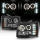 GMC Sierra 3500HD 2007-2014 Black Dual Halo Projector Headlights with LED