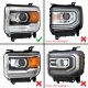 GMC Sierra 1500 2014-2015 Glossy Black Smoked LED Quad Projector Headlights DRL Dynamic Signal Activation