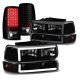 Chevy Suburban 2000-2006 Black Smoked Tube DRL Headlights LED Tail Lights
