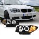 BMW 128i 2008-2013 E82 E88 Black Dual Halo Projector Headlights