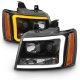 Chevy Suburban 2007-2014 Black DRL Projector Headlights LED DRL Dynamic Signal