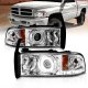 Dodge Ram 2500 1994-2001 Clear Projector Headlights Halo and LED