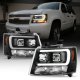 Chevy Suburban 2007-2014 Black LED Tube DRL Projector Headlights
