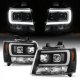 Chevy Tahoe 2007-2014 Black LED Tube DRL Projector Headlights