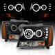 Chevy Suburban 2007-2014 Black Projector Headlights Halo and LED