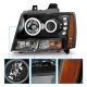 Chevy Tahoe 2007-2014 Black Projector Headlights Halo and LED