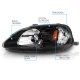 Honda Civic 1999-2000 Black Euro Headlights
