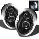 Mini Cooper 2002-2006 Black Halo Projector Headlights with LED Daytime Running Lights