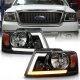 Ford F150 2004-2008 Black Euro Headlights LED DRL Dynamic Signal