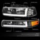 Chevy Silverado 1500HD 2001-2002 Black LED Tube DRL Headlights Set