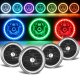 1969 Ford Mustang Color LED Halo Black Sealed Beam Headlight Conversion Remote