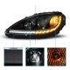 Chevy Corvette 2005-2013 Black Projector Headlights LED DRL Switchback