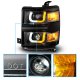 Chevy Silverado 1500 2014-2015 Black Projector Headlights LED U-Bar Switchback