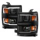 Chevy Silverado 1500 2014-2015 Black LED DRL Projector Headlights