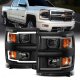 Chevy Silverado 1500 2014-2015 Black LED DRL Projector Headlights