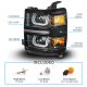 Chevy Silverado 1500 2014-2015 Black Projector Headlights LED U-Bar