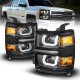 Chevy Silverado 1500 2014-2015 Black Projector Headlights LED U-Bar