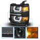 Chevy Silverado 1500 2014-2015 Black Projector Headlights LED U-Bar